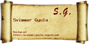 Svimmer Gyula névjegykártya